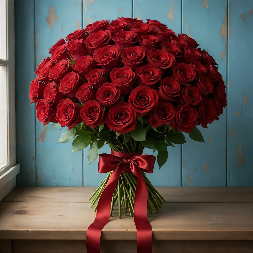 Букет Красные розы Блэк Меджик в Боргустанской