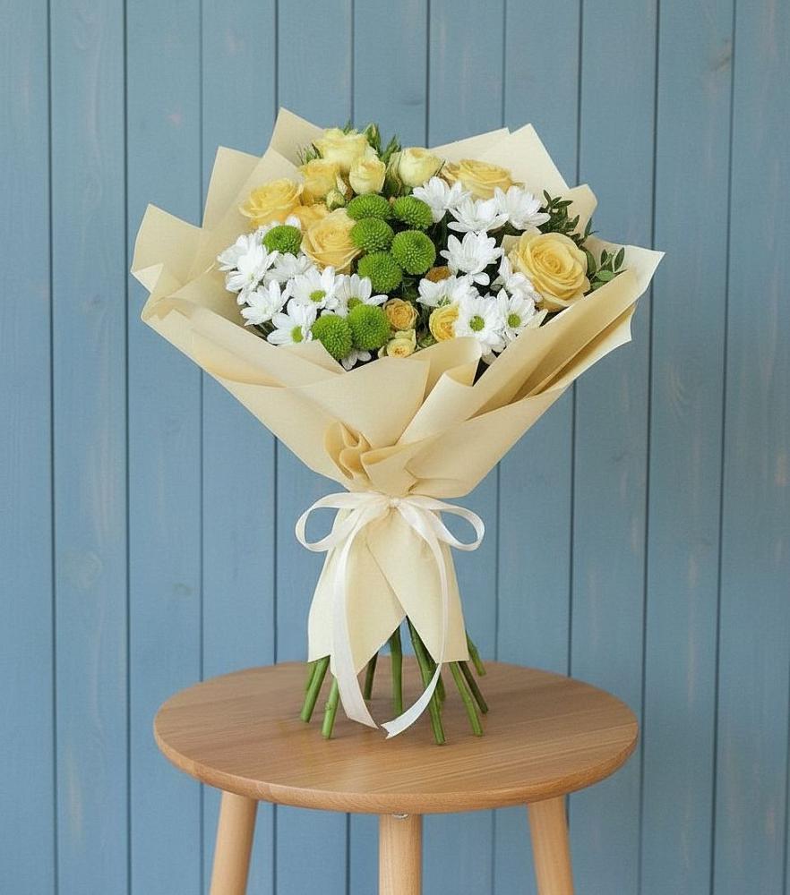 Букет цветов из: Хризантемы и Розы в Боргустанской