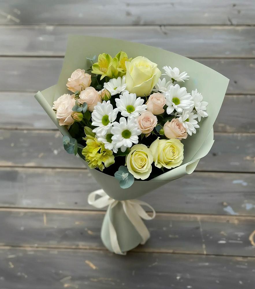 Букет цветов из: Альстромерии, Розы и Хризантемы в Боргустанской