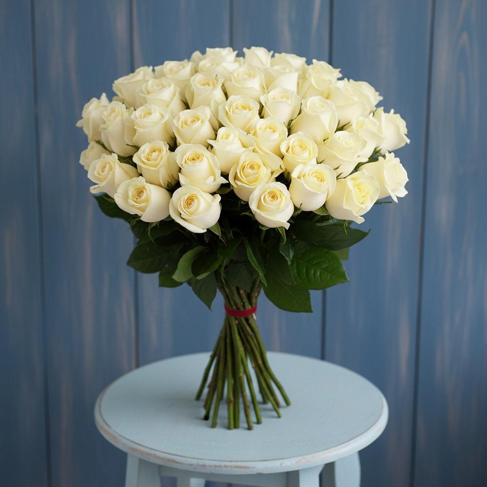 Букет 51 Белая роза Эдлесс Лав в Боргустанской