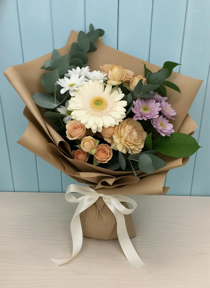Букет цветов из: Герберы и Хризантемы в Боргустанской