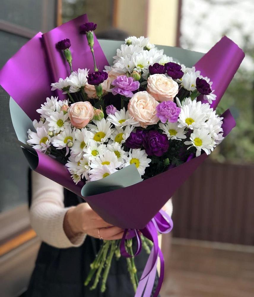 Букет цветов из: Хризантемы, Гвоздики и Розы в Боргустанской