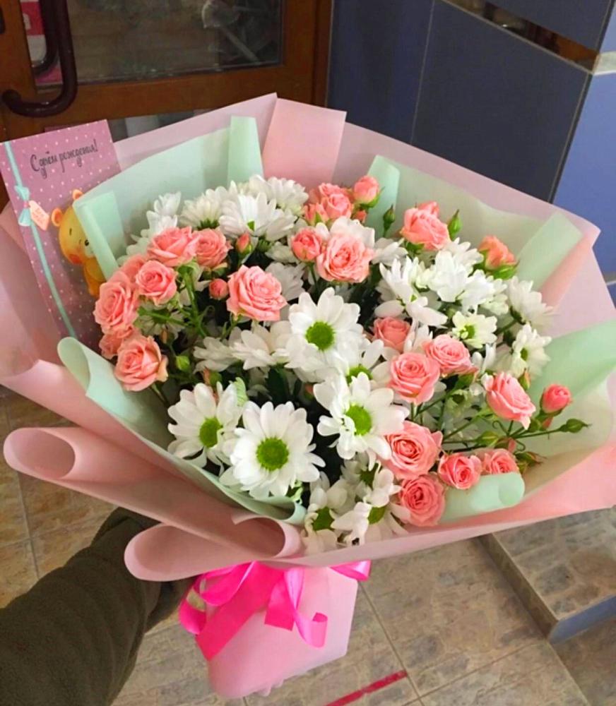 Букет цветов из: Розы и Хризантемы в Боргустанской