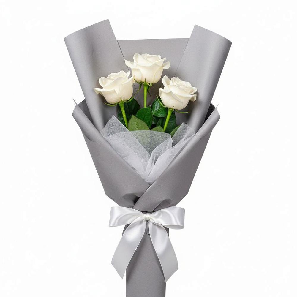Букет 3 белые розы в Боргустанской