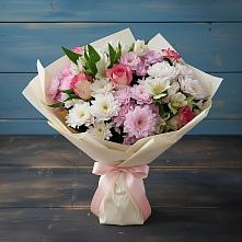 Букет цветов из:  Хризантемы, Альстромерии и Розы в Боргустанской