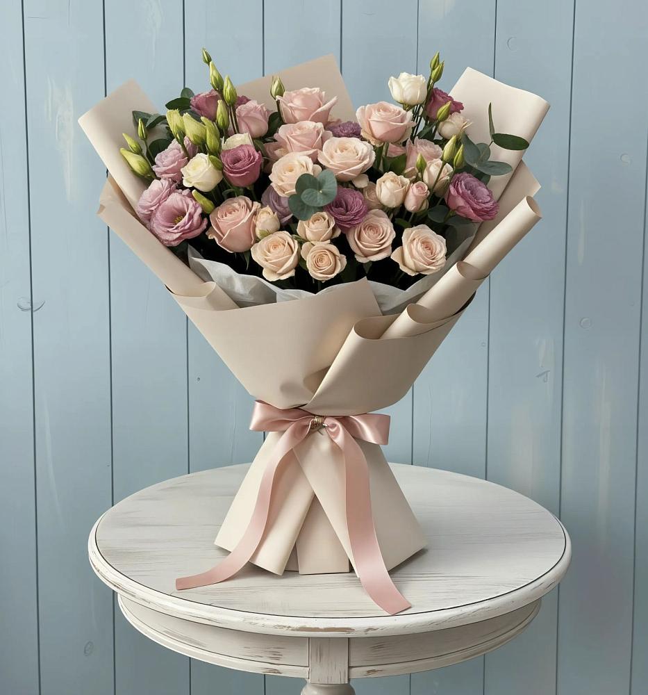 Букет цветов из: Розы и Лизиантусы в Боргустанской