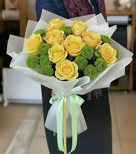 Букет цветов из:  Хризантемы и Розы #REPLACE_PRED# Боргустанской