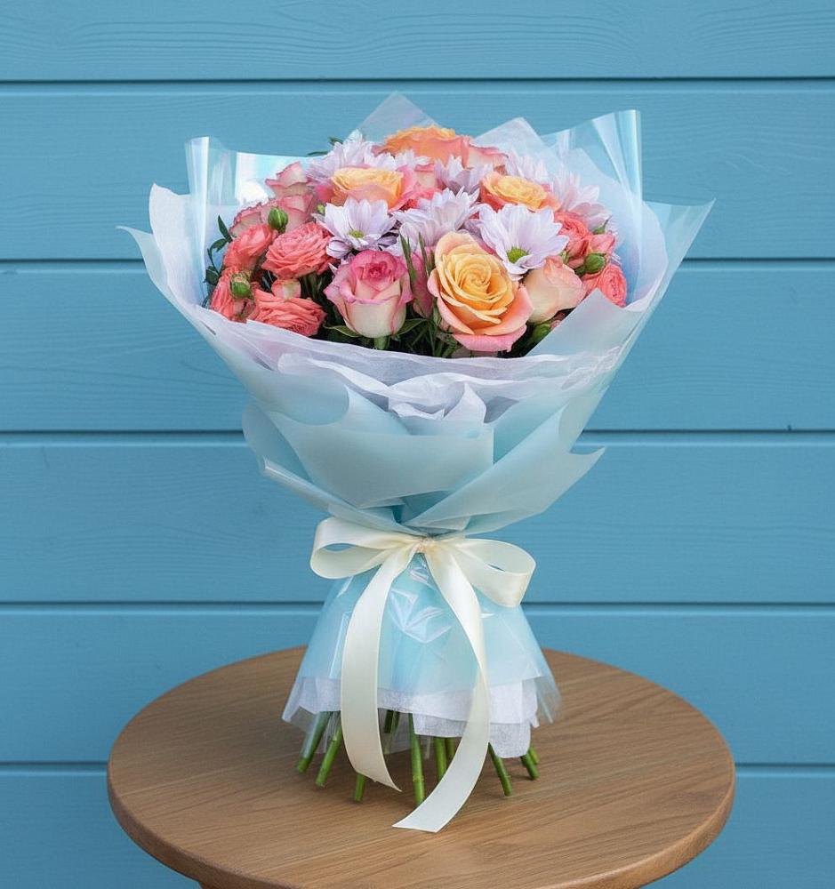 Букет цветов из: Хризантемы и Розы в Боргустанской