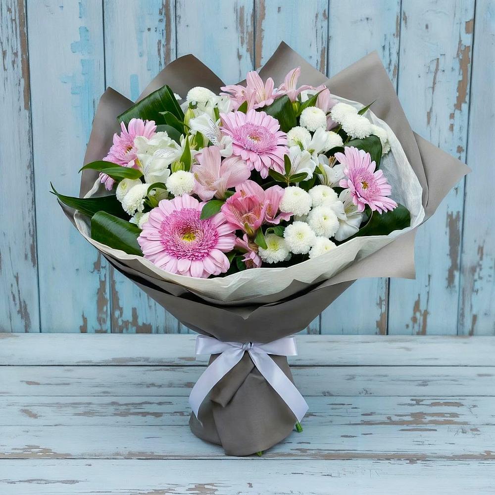 Букет цветов из: Герберы, Альстромерии и Хризантемы в Боргустанской