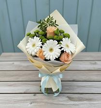 Букет цветов из:  Герберы, Розы и Хризантемы в Боргустанской