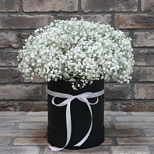 Цветочная композиция из Гипсофила в шляпной коробке в Боргустанской